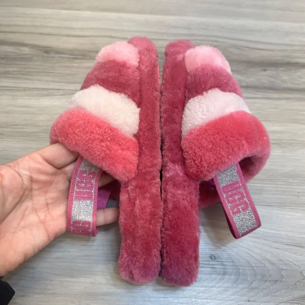 UGG Fluff Yeah‎ Slide Slipper Thick Sole Shoe Pink Size Girls Size 5 EU 37